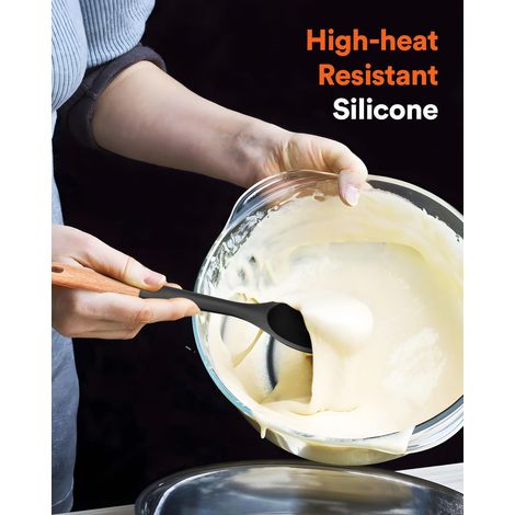Multifunktionaler Spatel – Großer Silikon-küchenlöffel Mit Antihaftbeschichteter Massivholz-oberfläche, Hitzebeständiger Silikon-küchenlöffel Zum Kochen, Servieren Und Backen