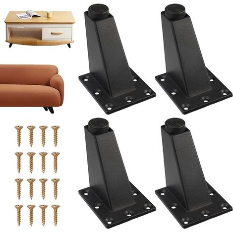 Möbelfüße – 4er-set – Sofafüße – 8 Cm – Möbelfüße – Metall-möbelfüße – Schrauben Inklusive – Rechteckige Füße – Geeignet Für Sofas, Möbel, Couchtische, Betten Und Schminktische