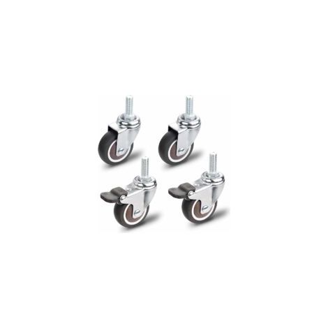 Möbelrollen, 2 Lenkrollen Mit Bremsen + 2 Lenkrollen Ohne Bremsen, Universal-möbelrollen M10 X 25 Mm, Tragkraft 40 Kg Pro Rolle