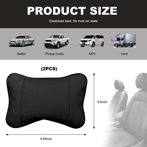 Nackenstützkissen Fürs Auto (1 Stück), Weiches Kopfstützenkissen Aus Leder Für Optimale Nackenstütze Im Auto, Atmungsaktives, Ergonomisches Kissen Mit Verstellbarem Gurt, Universelles Zubehör Für