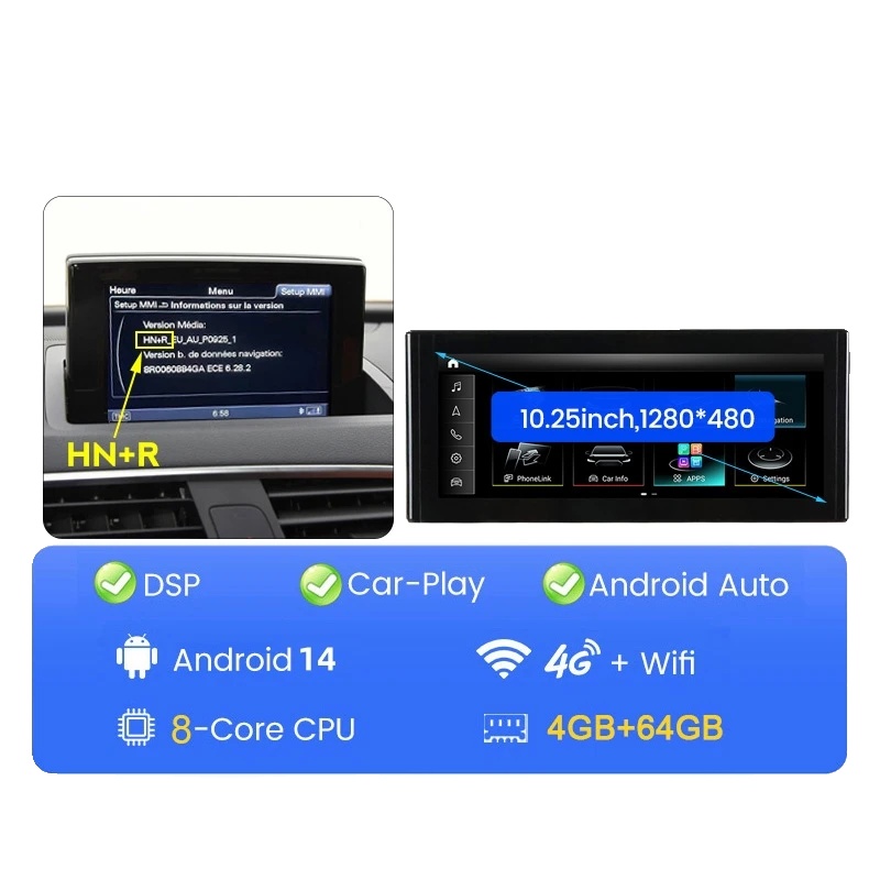 Auto-multimedia-player, Plug And Play, Smartphone-kompatibilität, Kompatibel Mit Audi Q3 2013-2019, 4g+64g Hn+r