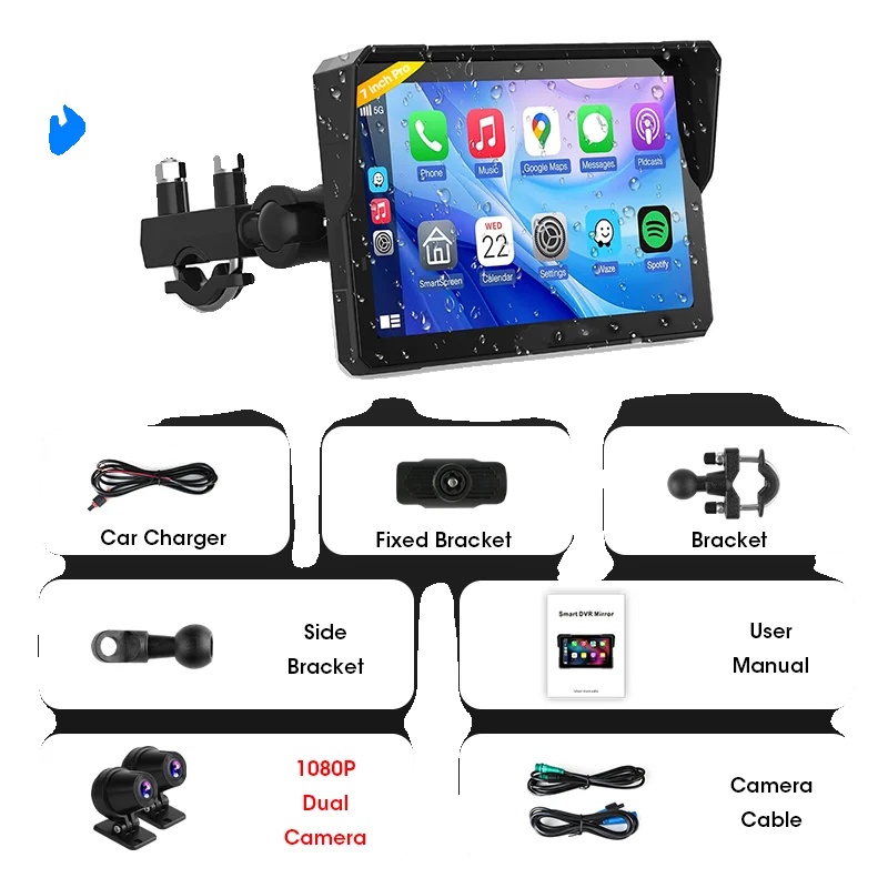 Motorrad Gps, Wasserdicht, Drahtlose Konnektivität, 7 Zoll Dvr