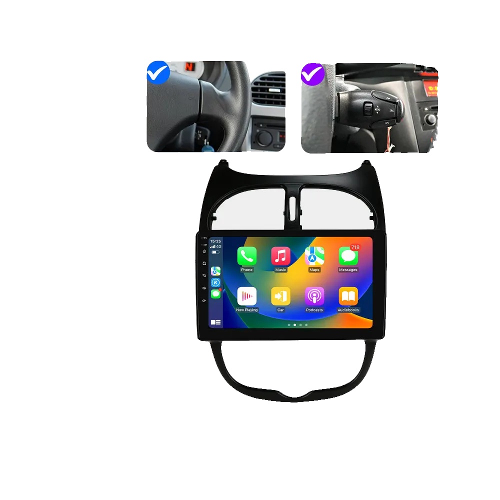 Autoradio, Touchscreen, Smartphone-kompatibilität, Kompatibel Mit Peugeot 206 206cc 206sw 2000-2008, Intelligentes Auto, P2cp Rückkamera Aipro-b