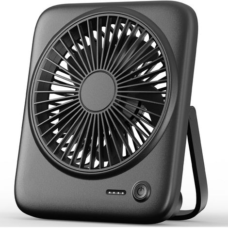 Otlonpe Tischventilator – Schwarz, 16,5 Cm – 4000 Mah Akku – Usb- Und Akkubetrieb – 4 Geschwindigkeitsstufen – Leiser, Kabelloser Ventilator – Ideal Für Schlafzimmer, Büro Und