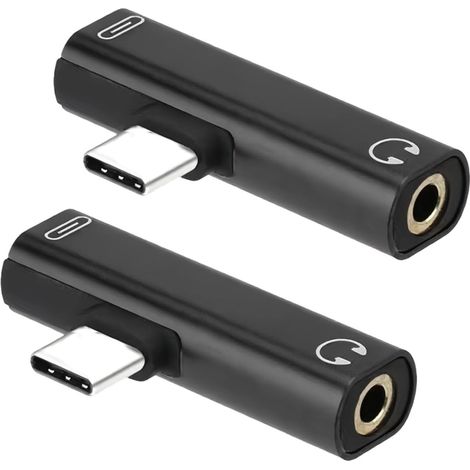 Packung Mit 2 Usb-c-auf-3,5-mm-klinkenadaptern, 2-in-1-usb-c-auf-aux-adapterkabel, Kompatibel Mit Kopfhörerbuchsen Von Mobiltelefonen (schwarz).