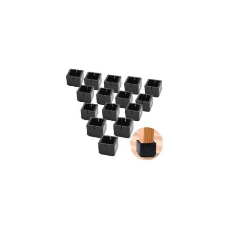 Packung Mit 24 Quadratischen Pvc-stuhlbeinschonern Mit Schwarzen Filzspitzen, Für Stuhl-, Tisch- Und Sofabeine, 30-35 Mm.