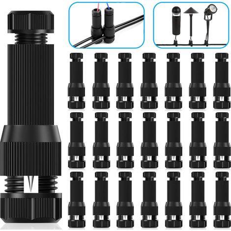 Packung Mit 24 Wasserdichten Niederspannungs-steckverbindern Für Kabel (12–20 Awg) – Ersatzsteckverbinder Für Gartenbeleuchtung