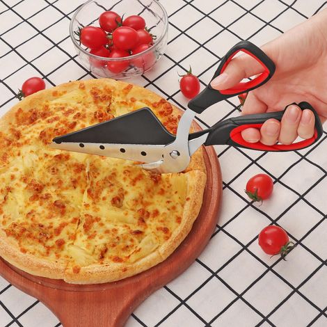 Pizzaschere Mit Spatel, Scharfen Klingen Aus Lebensmittelechtem Edelstahl Und Ergonomischem Griff, Schwarz/grau