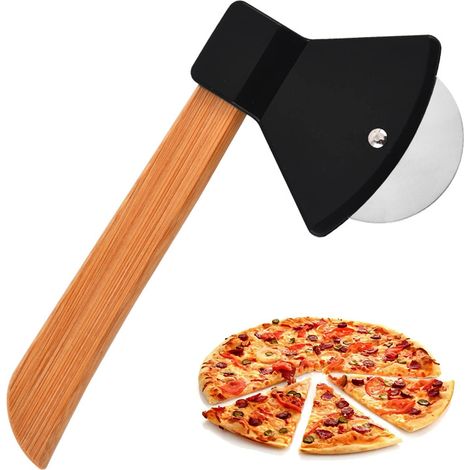 Pizzaschneider, Manuelles Pizzarad, Pizzaschneider, Pizzaaxt, Pizzaschneider Aus Edelstahl, Scharfe Pizzaroller, Pizzaschneider Mit Holzgriff Zum Schneiden Von Pizza Und Gebäck (n
