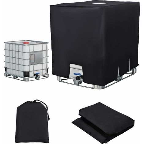 Plane Für 1000-liter-ibc-container, Wassertankabdeckung, Schutzhülle (120 X 100 X 116 Cm, Schwarz)...debuns