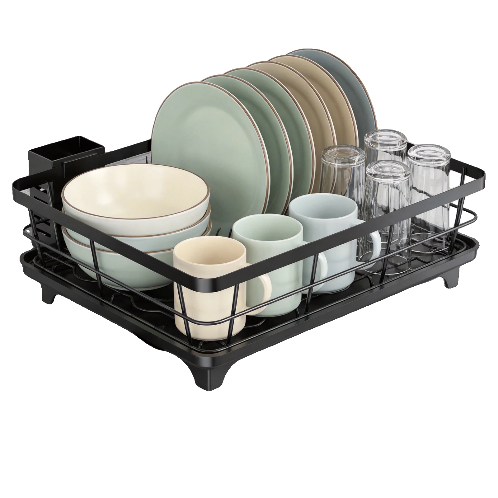 Geschirrabtropfgestell, 1-stöckiges Design, Geneigtes Ablaufsystem, 1 Tier