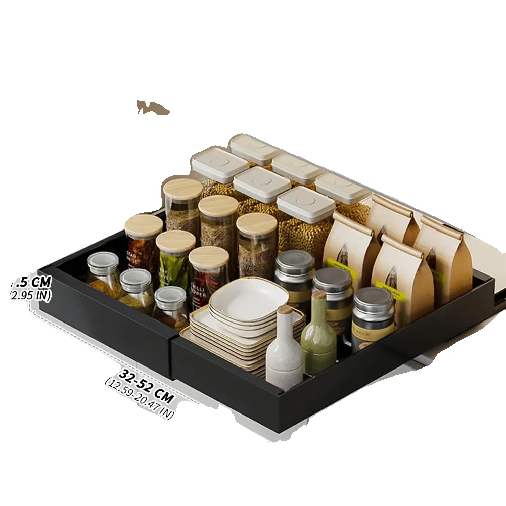 Schrankorganizer, Ausziehbares Design, Robuste Stahlkonstruktion, Klein Schwarz
