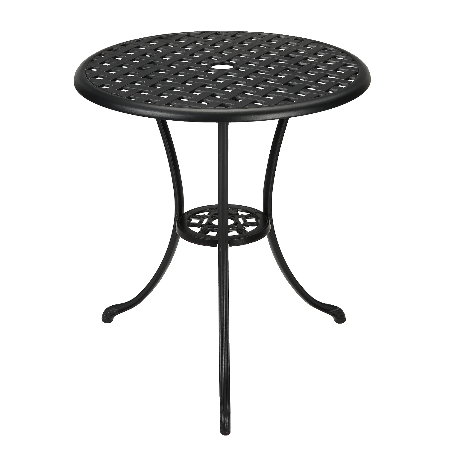 Outdoor Bistro Tisch, Runde Form, Langlebiges Gussaluminium, Schwarz