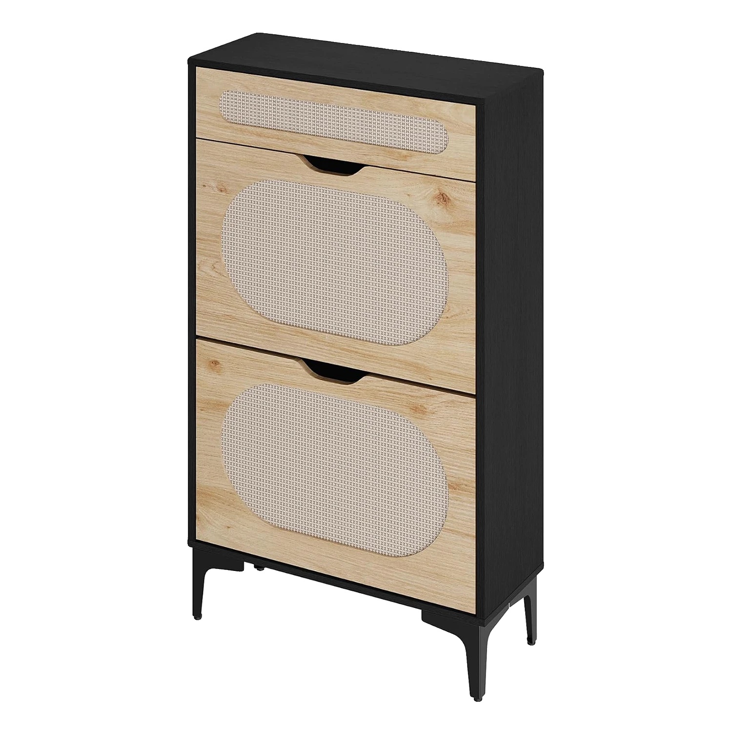 Schuhschrank, Verstellbare Regale, Einfache Montage, Schwarz