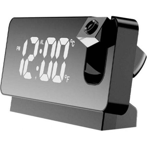 Projektionswecker Fürs Schlafzimmer, Digitales Radiowecker Mit 0-100% Dimmfunktion Und 2 Usb-ladeanschlüssen, Um 180° Drehbarem Projektor, Doppelalarm, Schlummerfunktion, Klarem Led-display