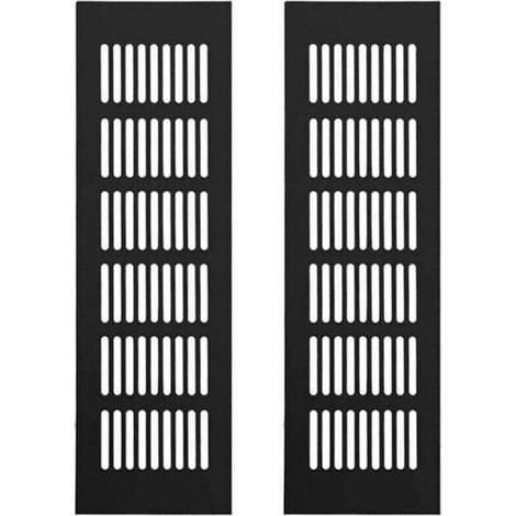 Rechteckiges Aluminium-lüftungsgitter, 2 Stück, Schwarz, 80 Mm X 300 Mm