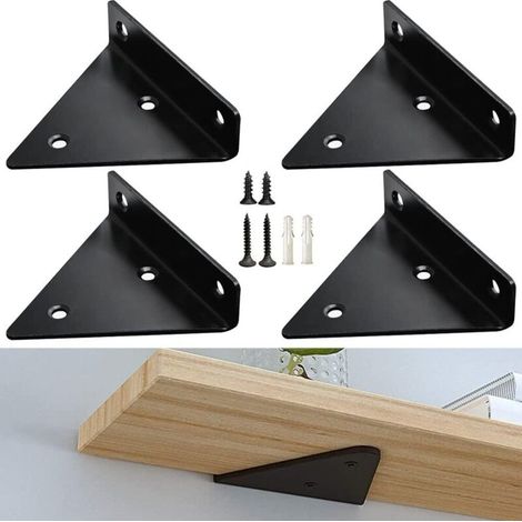 Regalhalterungen, Inklusive Schrauben Und Wanddosen, Geeignet Für Schlafzimmer, Küchen, Garagen Und Büros, 4 Stück, Schwarz, 8 Cm.