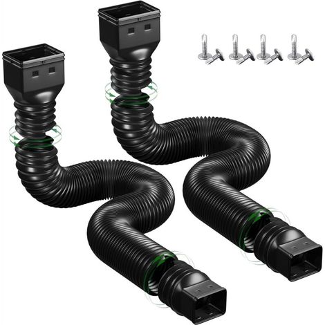 Regenwasserablaufschlauch Aus Kunststoff – 10,16 X 7,62 Cm Vierkantanschluss, Flexibel Und Dehnbar – 2er-pack, Schwarz, 1,5 Meter