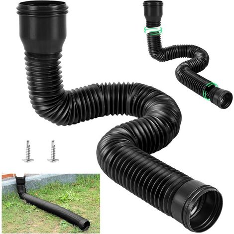 Regenwasserablaufschlauch Aus Kunststoff – 90 Mm Durchmesser, Runder Kopf, Flexibel Und Einziehbar – 1 Stück, Schwarz, 3 Meter