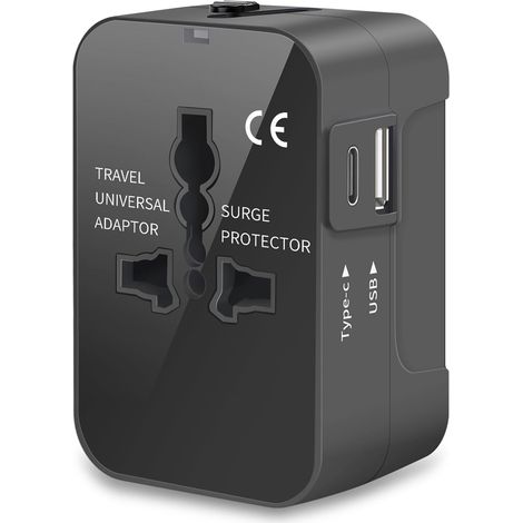 Reiseadapter – Universal-netzadapter – Universalsteckeradapter – Reiseladegerät – Usb-c-ladeanschluss – Usb-a – Geeignet Für Mobiltelefone, Tablets Und E-reader
