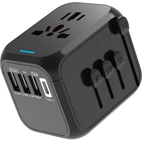 Reiseadapter, Universal-steckeradapter Mit Usb-c-anschluss, 3 Usb-anschlüssen Und Netzstecker, Passend Für Frankreich (usa, Großbritannien, Deutschland, Thailand, Italien, Australien, China, Japan) Vo