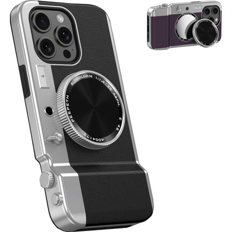 Retro-3d-schutzhülle Für Iphone 16 Pro Max – Magsafe – Hartes Pc + Tpu – Schwarz