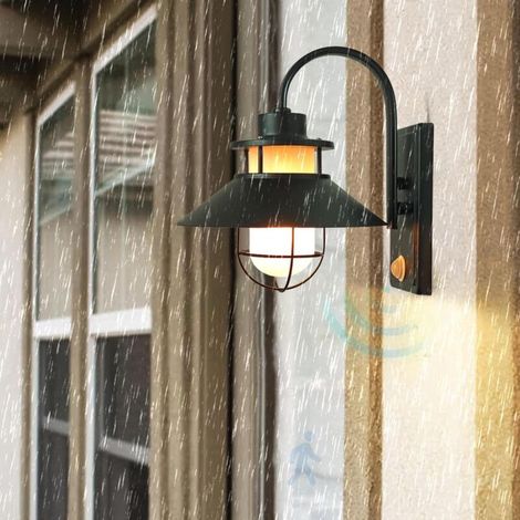 Retro-led-wandleuchte Mit Bewegungsmelder, Ideal Für Gärten, Terrassen Und Wege – 1 Stück, Mit Gitter, Leuchtmittel Nicht Enthalten