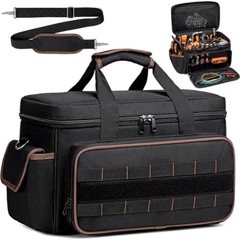 Robuste 17-zoll-werkzeugtasche (unisex) — Tragbare Werkzeugtasche Mit Verstellbarem Schultergurt, Werkzeugorganizer Mit Großer Öffnung, Geeignet Für Elektriker, Mechaniker Und Schreiner