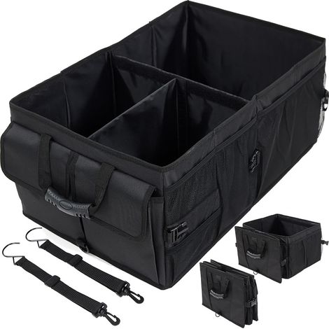 Robuste Gepäckaufbewahrungsbox Mit Großem Fassungsvermögen – Abriebfest, Wasserdicht Und Faltbar – Geeignet Für Autos – Mehrere Fächer – Schwarz