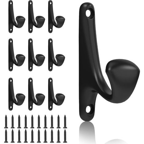 Robuste Kleiderhaken Aus Metall – Ideal Zum Aufhängen Von Handtüchern, Bademänteln, Rucksäcken Usw. – 10er-pack, Schwarz