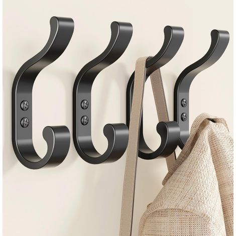 Robuste Wandhaken – Schwarz – Tragkraft Bis Zu 13,6 Kg – Für Mäntel, Rucksäcke, Handtücher Und Taschen – Geeignet Für Flure, Badezimmer Und Türen