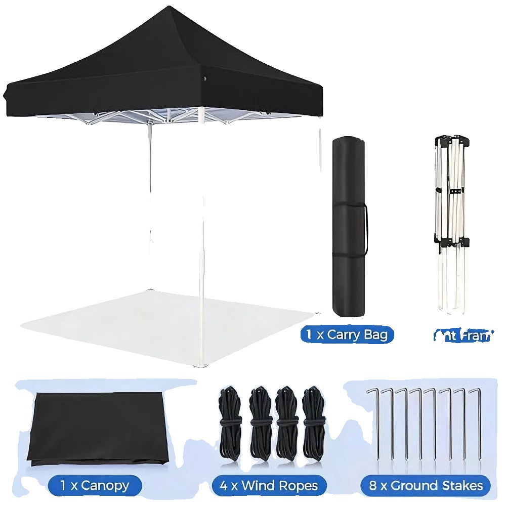 Pavillon, Uv-schutz, Einfache Montage, Schwarz-2x2meter