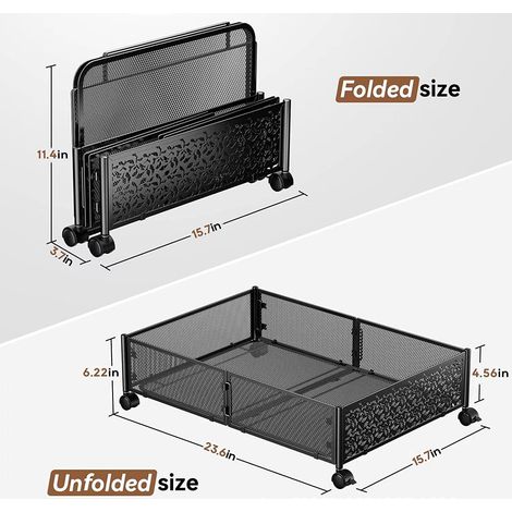 Rollbarer Aufbewahrungsbehälter Für Unter Das Bett, Schuhschublade, Werkzeuglose Montage, Metallbox Für Kleidung, Schuhe Und Decken – 1 Stück
