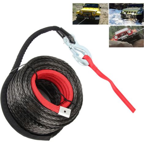 Rosvola 10mm X 30m Synthetisches Seilwindenseil - Seilwindenkabel Mit Haken Aus Legiertem Stahl Für Geländefahrzeuge, Atvs, Utvs, Suvs, Motorräder