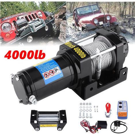 Rosvola 1200w 15m 12v Elektrische Seilwinde Mit Fernbedienung Für Boote Und Leichte Fahrzeuge, Fahrräder, Autos, Atvs Und Anhänger, 4000lb