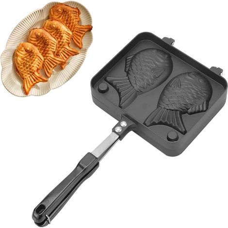 Rosvola 18 Cm Antihaft-waffeleisen-kuchenform, Backform Aus Aluminiumlegierung, Doppelseitig, Fischförmig