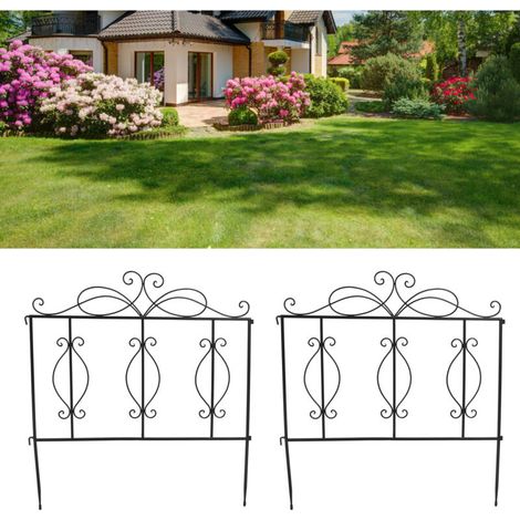 Rosvola 4er-set Dekorative Gartenzaunelemente (68 X 63 Cm) Für Blumenbeeteinfassungen, Rostfreier Hundezaun Für Den Garten
