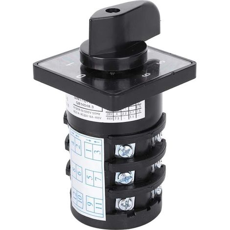 Rosvola Hz5b-20/3.0-6 Drehschalter, Nockenschalter, 20 A, Wechselstrom, 500 V, 50 Hz, 4 W, 12 Pole, 7 Positionen, Wendeschalter