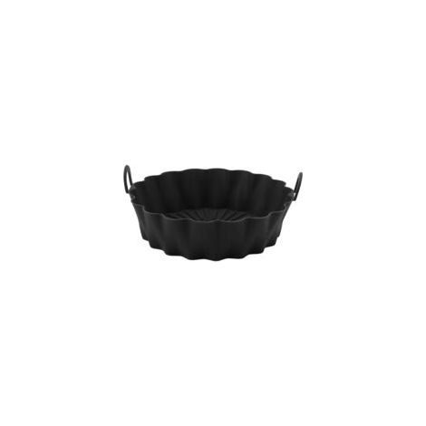 Runde Silikon-heißluftfritteusenschale – 19 Cm – Hitzebeständig – Schwarz
