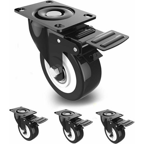 Satz Mit 4 Lenkrollen Mit Bremsen, 50 Mm – Gesamttragfähigkeit 300 Kg