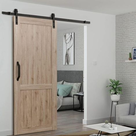 Schiebetürbeschlag-set Für Holztüren – Stahl – Antik-finish – 1,83 M – Bis 120 Kg