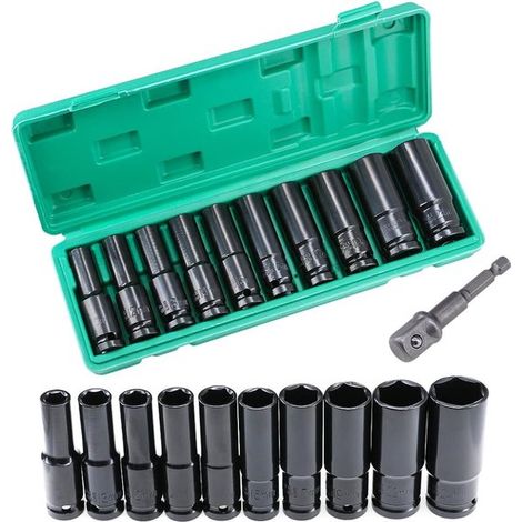 Schlagschrauber-steckschlüsselsatz, 10 Innensechskantschlüssel, Schlagschrauberbits, 1/2 Zoll (10–24 Mm) Metrischer Antrieb, Mit Verlängerung, Für Autoreparaturen Und Reifenwechsel
