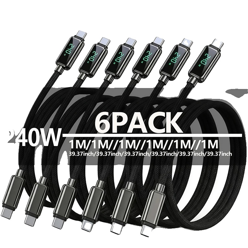 Usb-c Schnelllade-kabel, 240w Ausgang, Hochgeschwindigkeits-datenübertragung, 6pack 1m