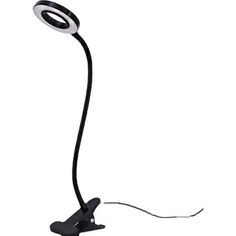 Schwarze 8,9 Cm Schreibtischlampe Mit Klemme, Ideal Für Zuhause, Zum Lesen Und Fürs Schlafzimmer. Helligkeit Einstellbar (3 Stufen).