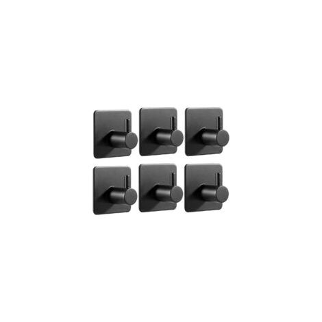 Schwarze Klebehaken, 6er-set, Haken Aus Edelstahl 304, Kein Bohren Erforderlich, Handtuchhalter Aus Edelstahl Für Zuhause, Küche, Bad Und Büro.