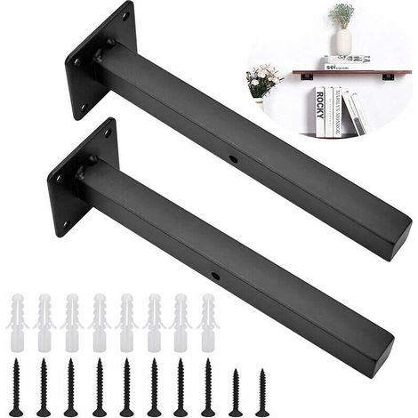 Schwarze Regalhalterung, Robuste Wandregalhalterungen, Industrielle Wandregalhalterungen Aus Metall, 20 Cm/7,8", Unsichtbare, Verdeckte Hardwarehalterung Mit Schrauben Für Regal In B,