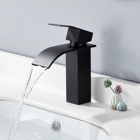 Schwarze Wasserfall-waschtischarmatur – Badezimmerarmatur – Moderner Stil – Einhebelmischer Für Warm- Und Kaltwasser – Verstellbar (modell)