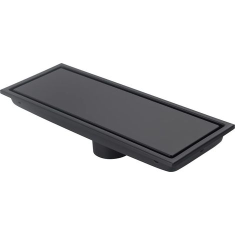 Schwarze, Lineare Duschrinne – Mit Fliesenrost – Verdeckter, Abnehmbarer Abdeckung – 10 X 20 Cm – Schwarz