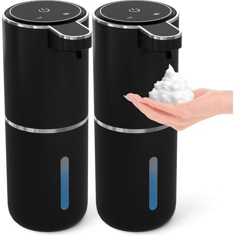 Schwarzer, Berührungsloser Schaumseifenspender (2er-pack) – Nachfüllbar, Wandmontage, 380 Ml – Ideal Für Badezimmer, Küche Und Kleinkinder