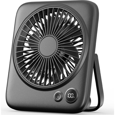 Schwarzer, Faltbarer Tischventilator – 16,5 Cm – 4000 Mah Akku – Usb-anschluss – 4 Geschwindigkeitsstufen – Led-anzeige – Leiser, Persönlicher Ventilator – Ideal Für Büro, Reisen Und Zuhause
